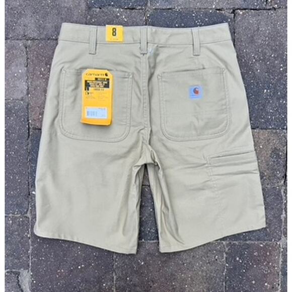 NWT ladies Carhartt rugged flex loose fit canvas work shorts size 8 - Picture 2 of 4